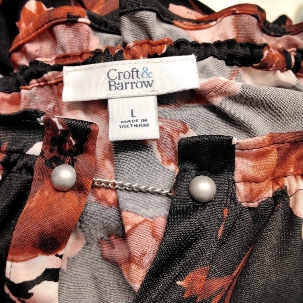 Croft & Barrow Women's Ruffled Collar & Keyhole Closure Tunic Size L - Picture 3 of 3